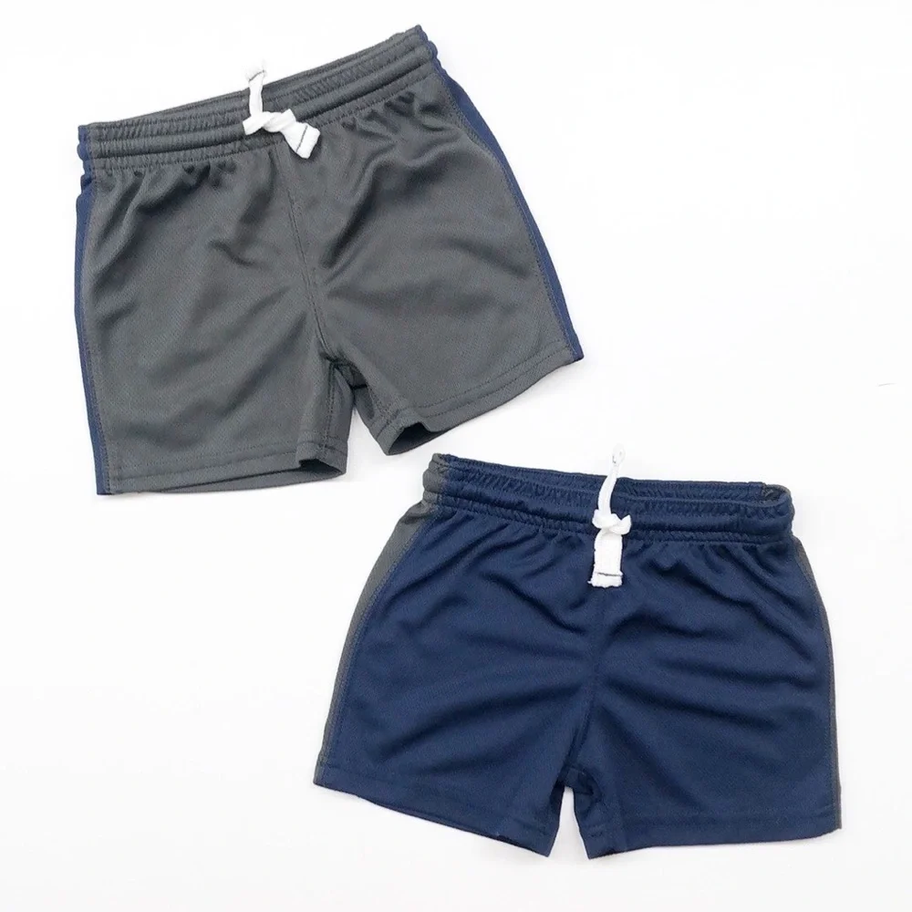 Carter's baby boys gray & navy blue mesh shorts set